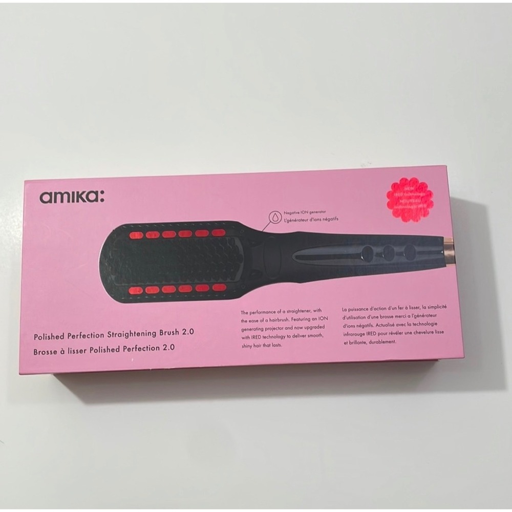 Amika Polished Perfection Straightening Brush 2.0 IRED Black Rose Gold